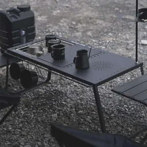Carbon Steel Folding Camping Table - Portable BBQ & Picnic Desk