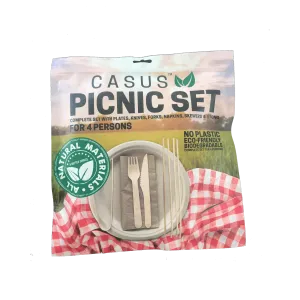 Casus Picnic Set (4 plates, 4 knives, 4 forks, 4 serviettes, 4 skewers, 1 x tongs)
