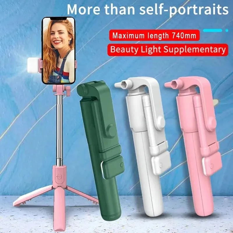 Cell Phone Selfie Stick Tripod with Bluetooth Remote and Wireless Phone Holder Stand