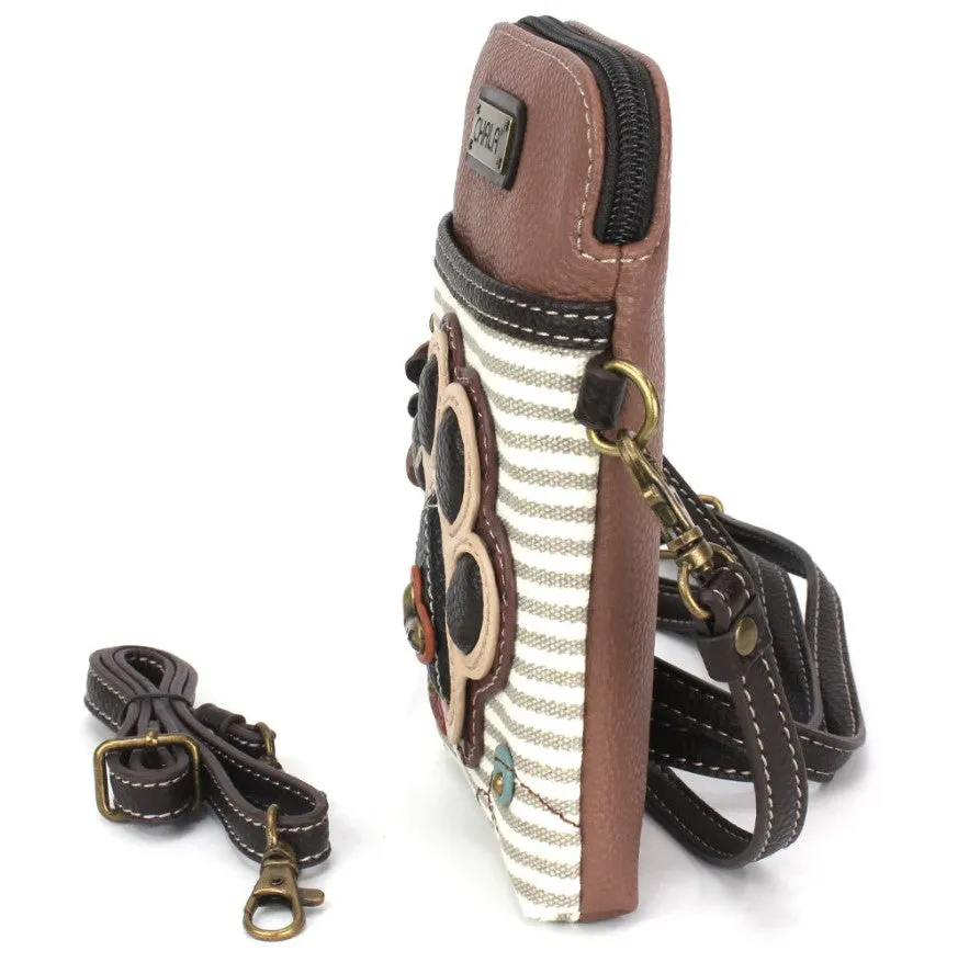Chala Pawprint Cell Phone Crossbody Gray Stripe