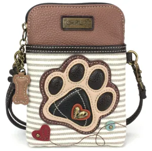 Chala Pawprint Cell Phone Crossbody Gray Stripe
