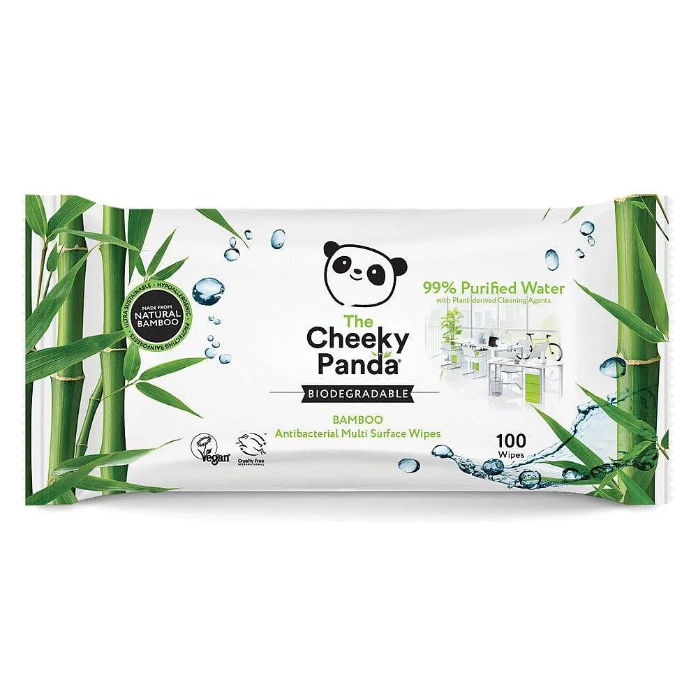 Cheeky Panda  Biodegradable Bamboo Antibacterial Multi Surface Wipes 100 Pack