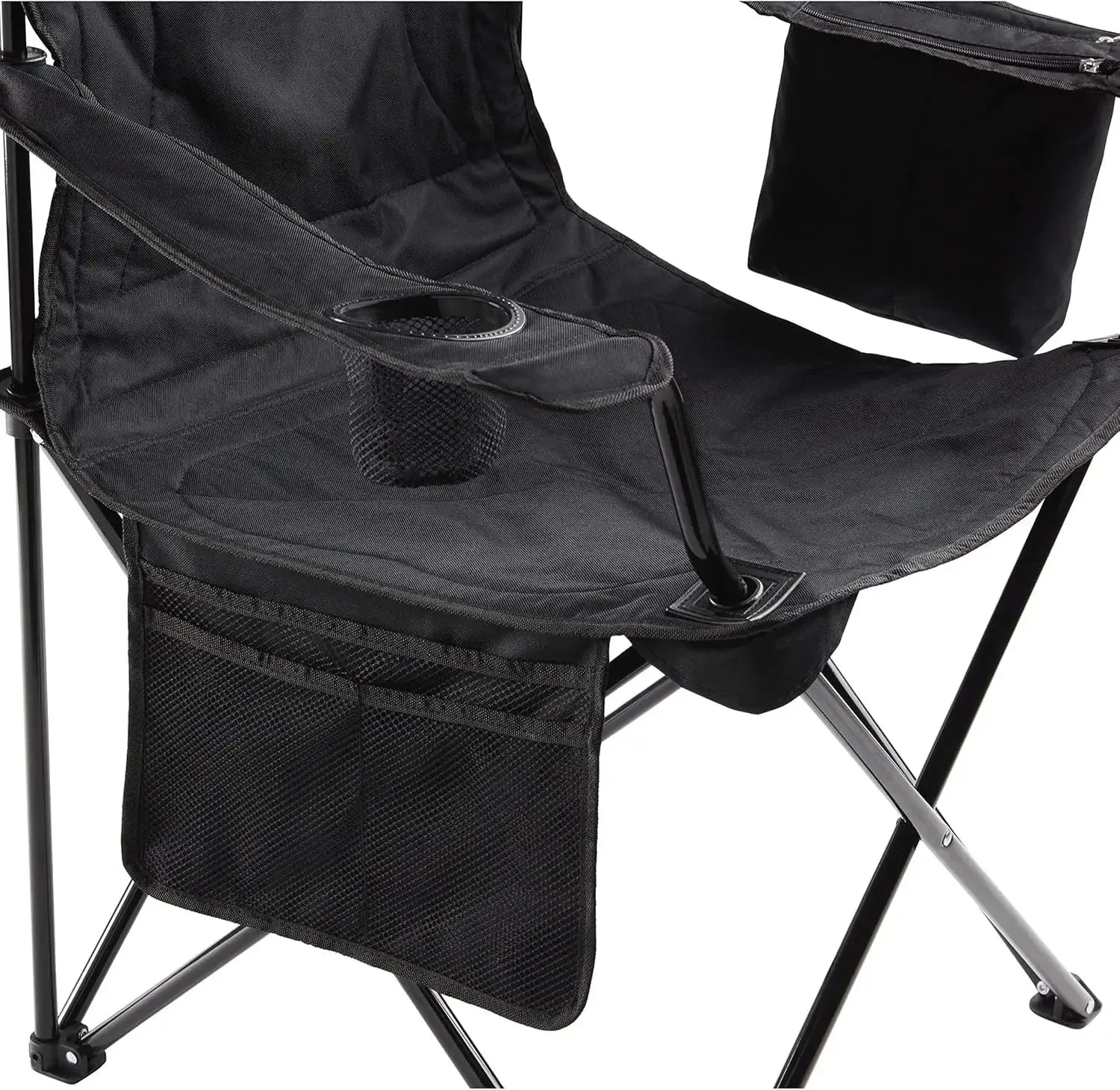 Coleman portable camping chair with 4 cans of cooler, fully cushioned seat back, side pocket cup holder, handbag folding chair