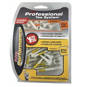 Combo 50 tees plástico Pride Sports de 1 1/2'' y 2 3/4''