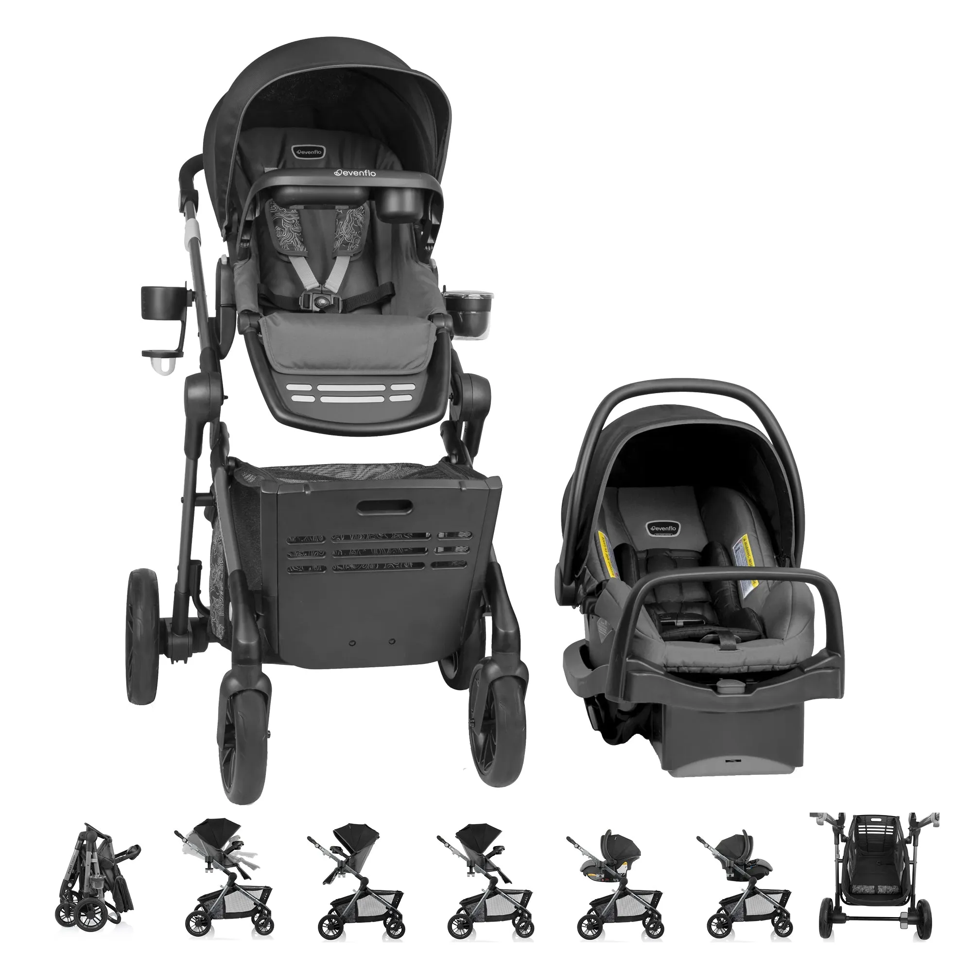 Complete Baby Room Kit: Evenflo Stroller, Convertible Crib, and Mattress