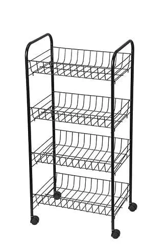 Continental Homeware 4-Tier Fruit & Veggie Storage Cart Black CH1053