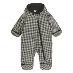 Cream & Brown Checked Quilted All-in-One