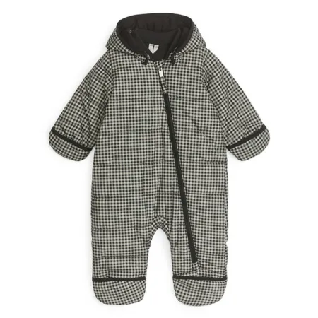 Cream & Brown Checked Quilted All-in-One
