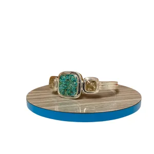 Cushion Cut Nautical Cuff Bracelet - Turquoise Gradient