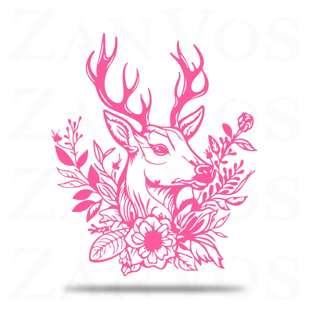 Deer Flower Metal Art