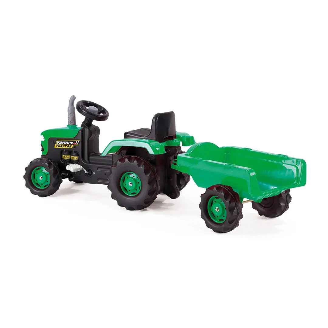 Dolu Green Tractor Pedal Operated & Trailer