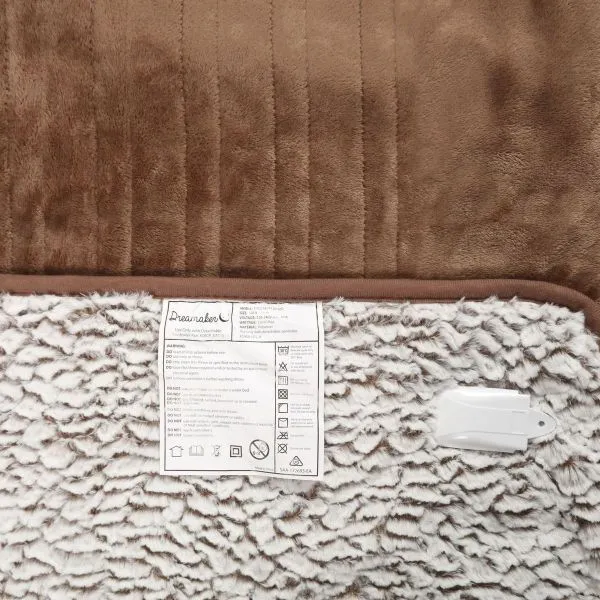 Dreamaker Faux Fur Heated Throw - Stone White