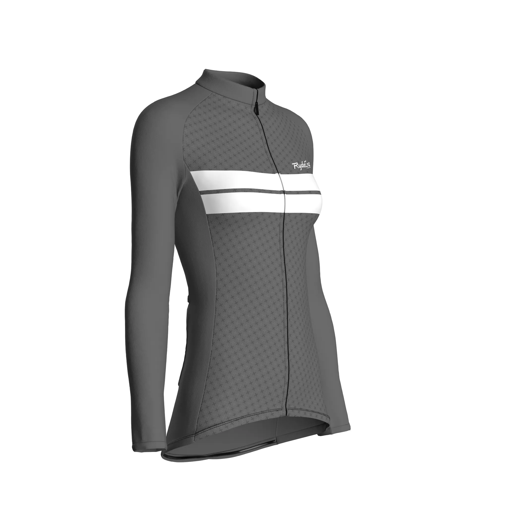 Dual Stripe Dynamics | Ash Gray Female Long Sleeves Jersey