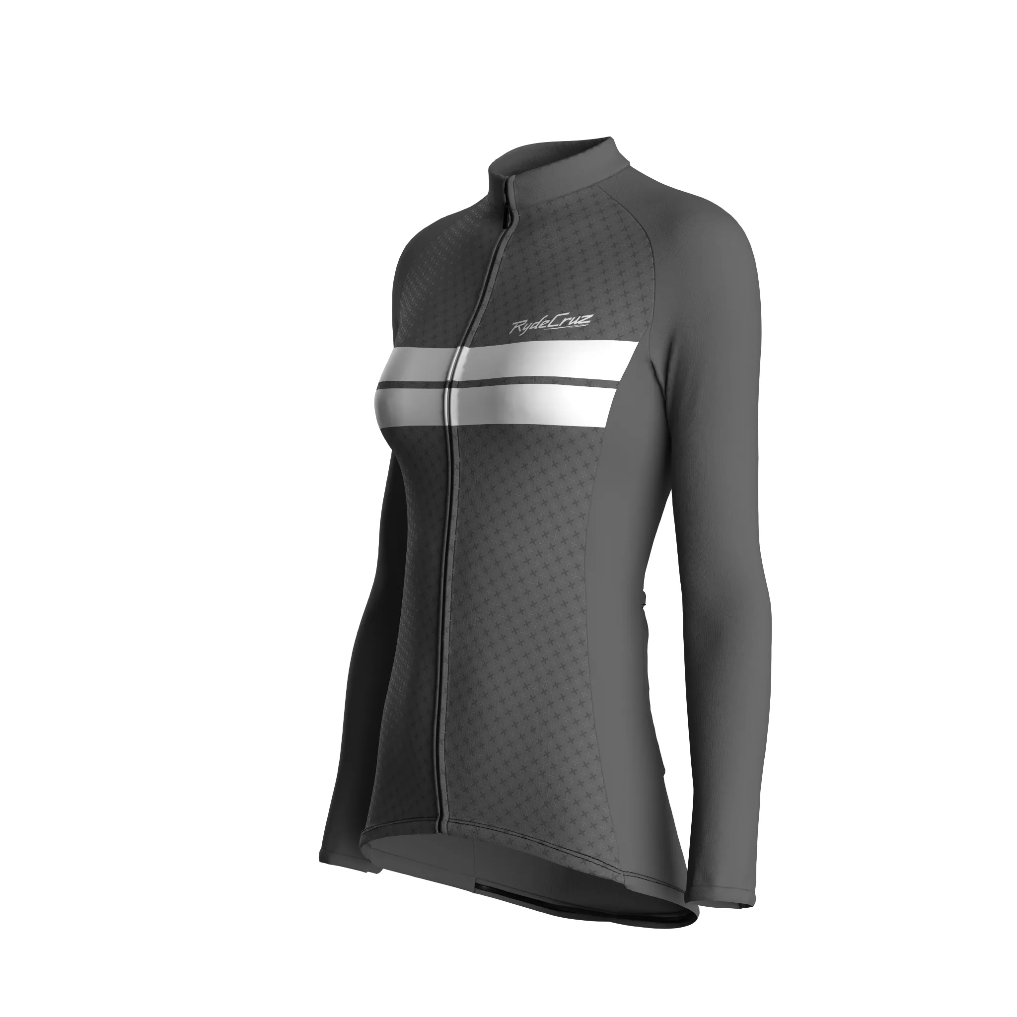 Dual Stripe Dynamics | Ash Gray Female Long Sleeves Jersey