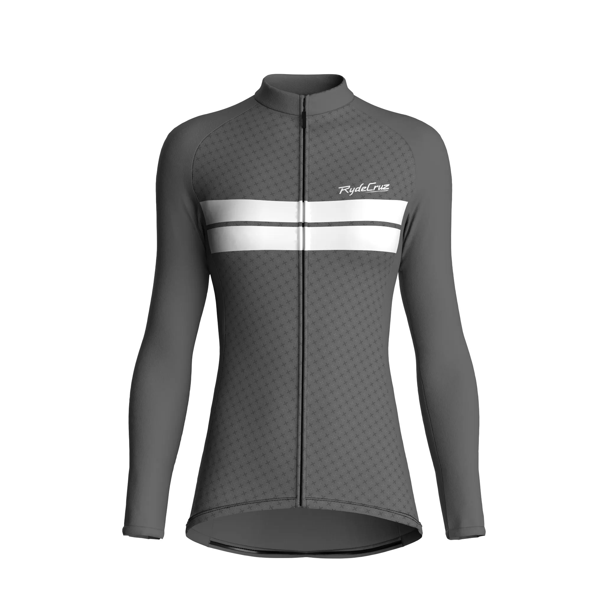 Dual Stripe Dynamics | Ash Gray Female Long Sleeves Jersey