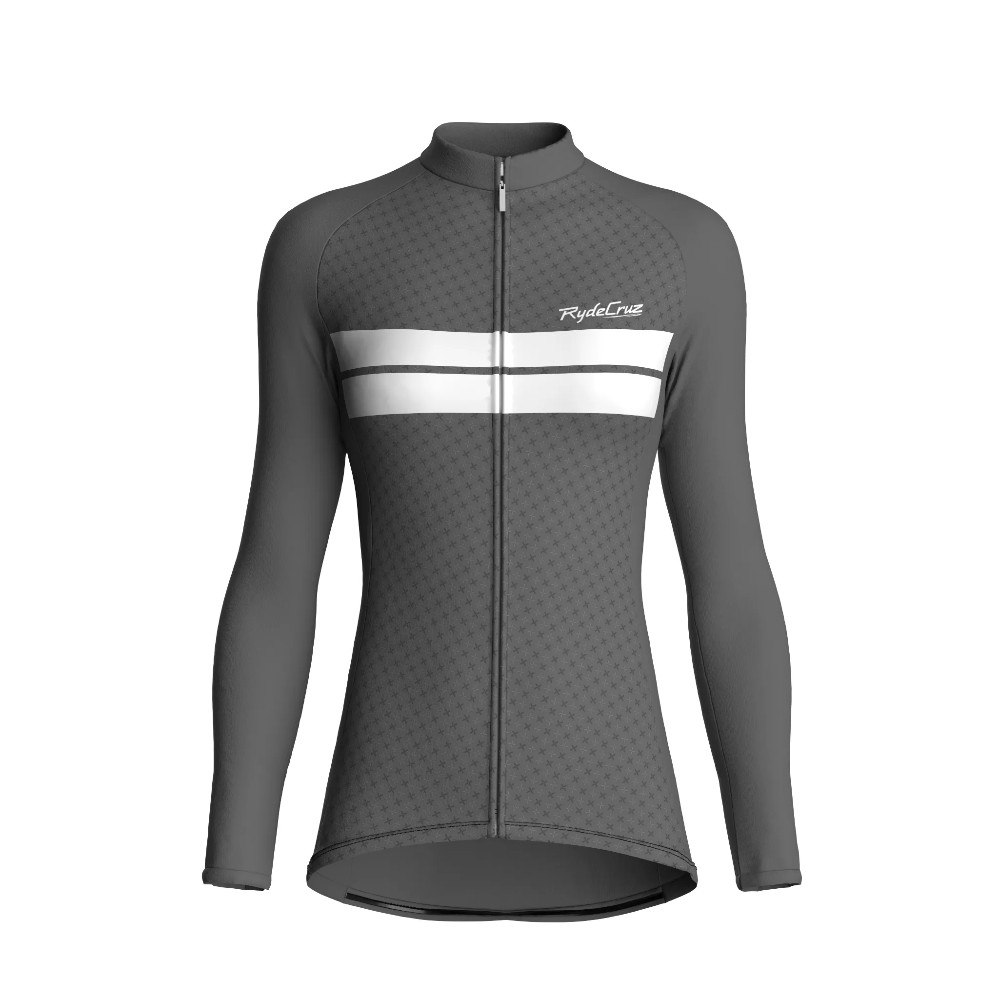 Dual Stripe Dynamics | Ash Gray Female Long Sleeves Jersey