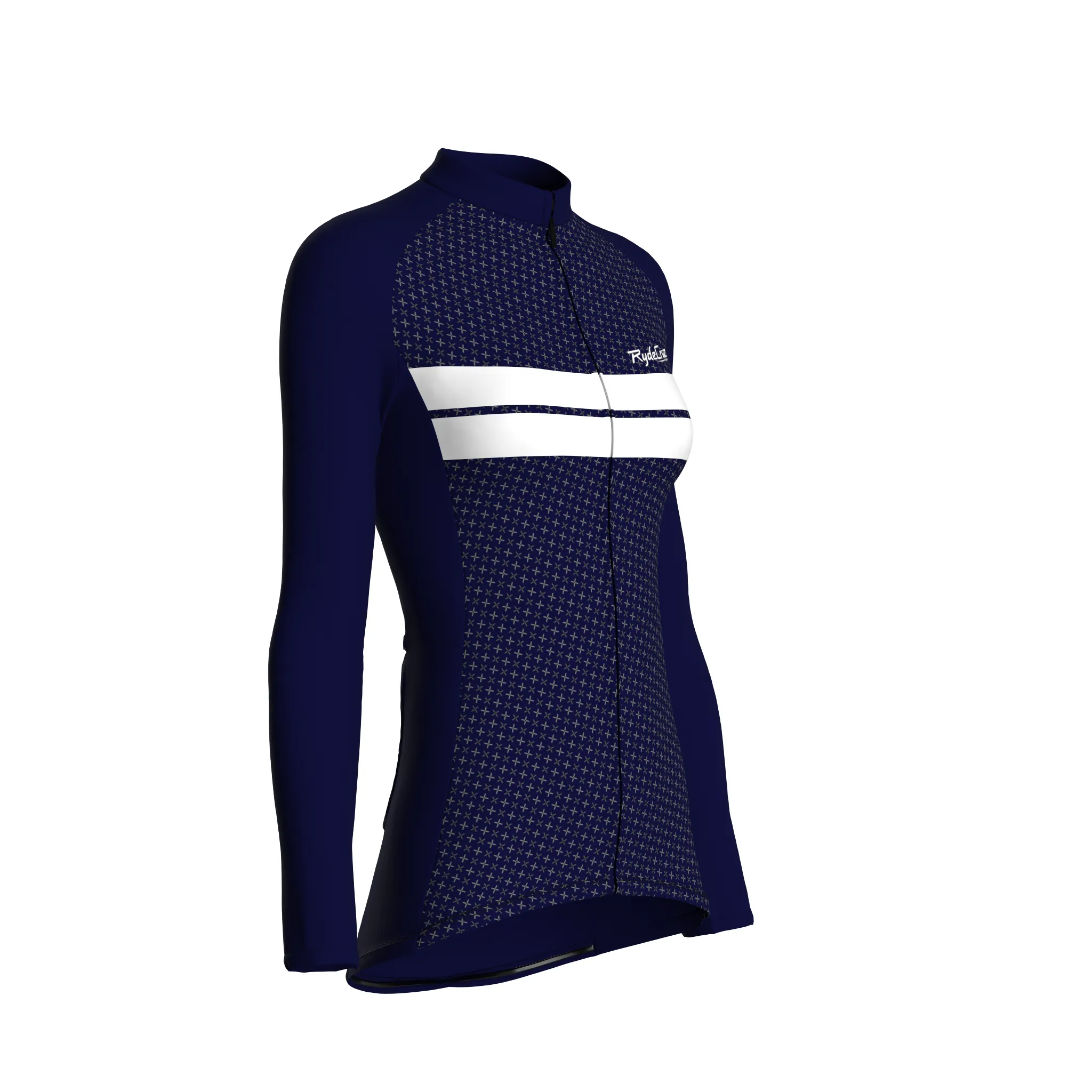 Dual Stripe Dynamics | Dark Blue Female Long Sleeves Jersey