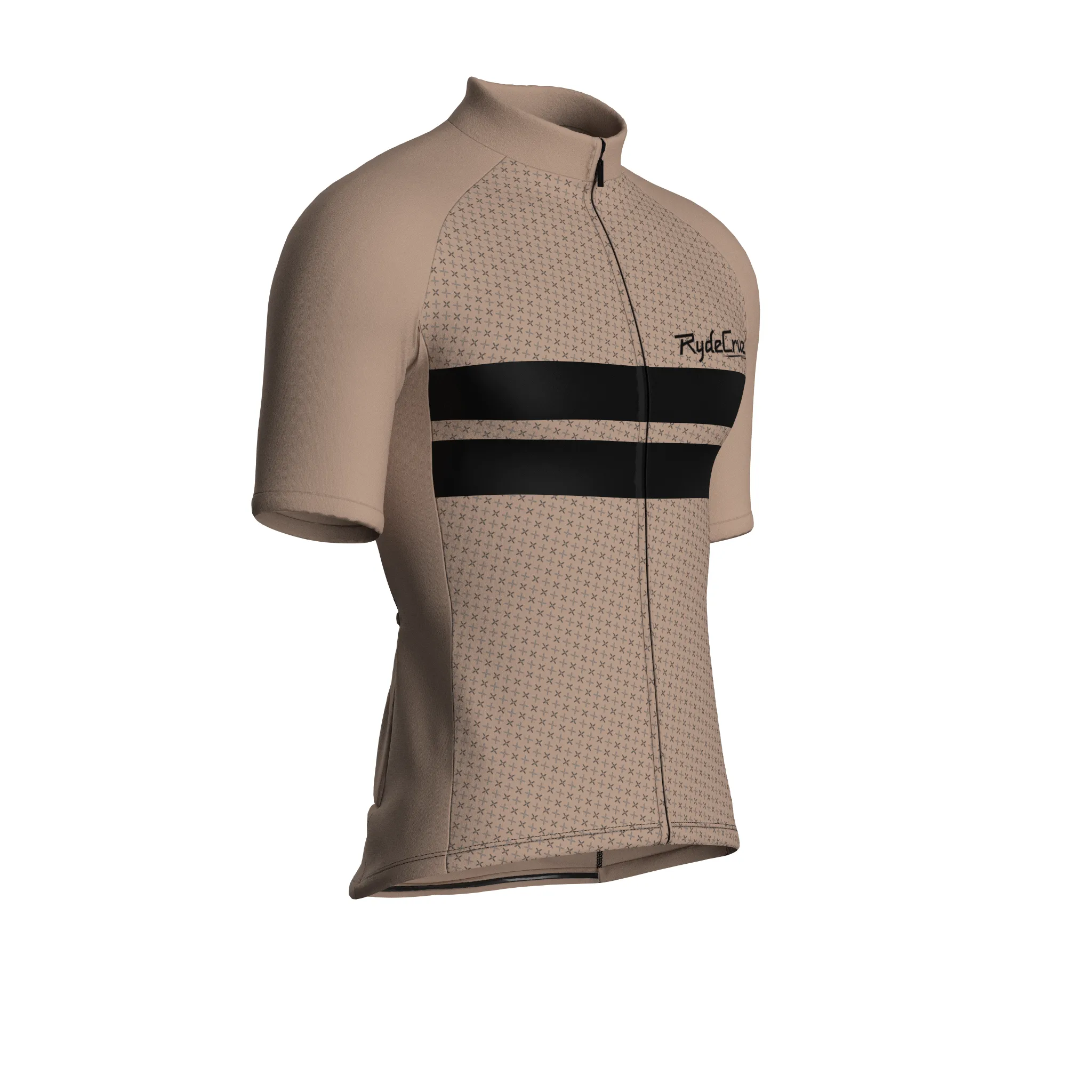 Dual Stripe Dynamics | Warm Taupe Male Short Sleeves Jersey