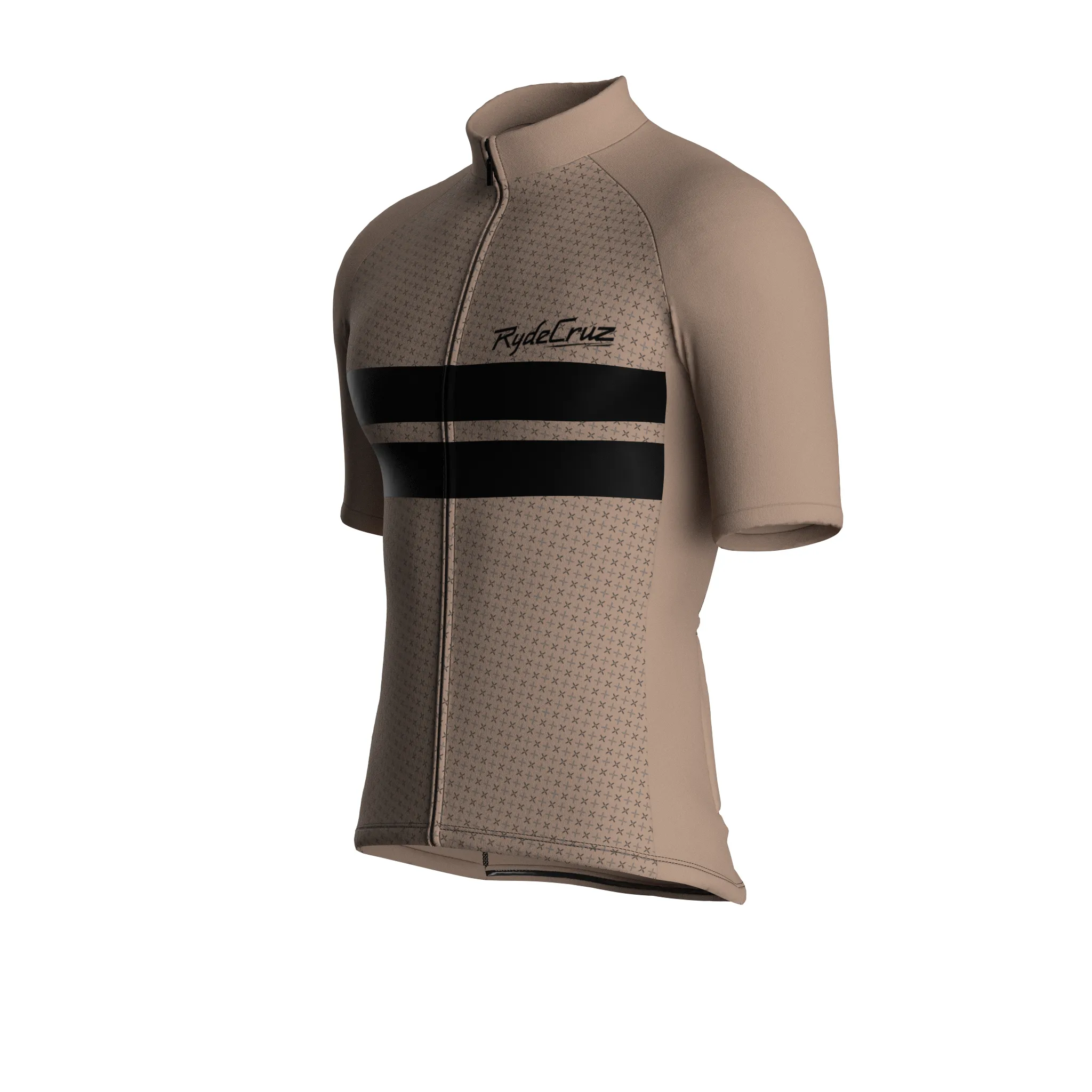 Dual Stripe Dynamics | Warm Taupe Male Short Sleeves Jersey