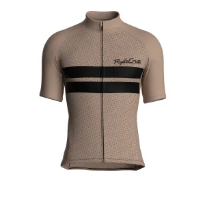 Dual Stripe Dynamics | Warm Taupe Male Short Sleeves Jersey