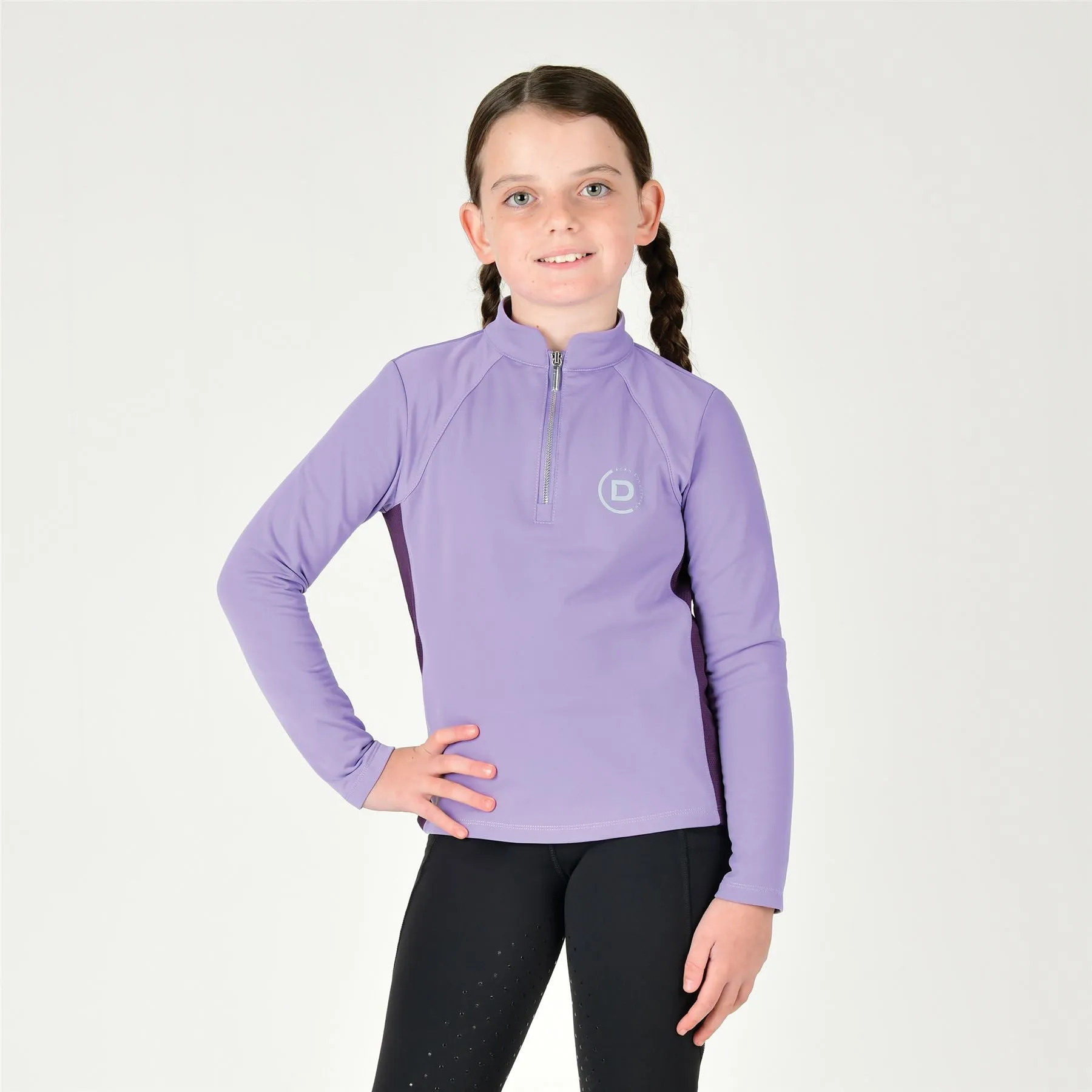 Dublin Kids Sadie Panel Detail Long Sleeve Riding Top