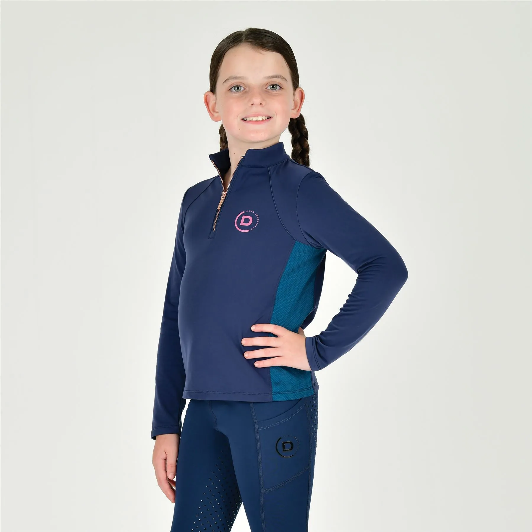 Dublin Kids Sadie Panel Detail Long Sleeve Riding Top