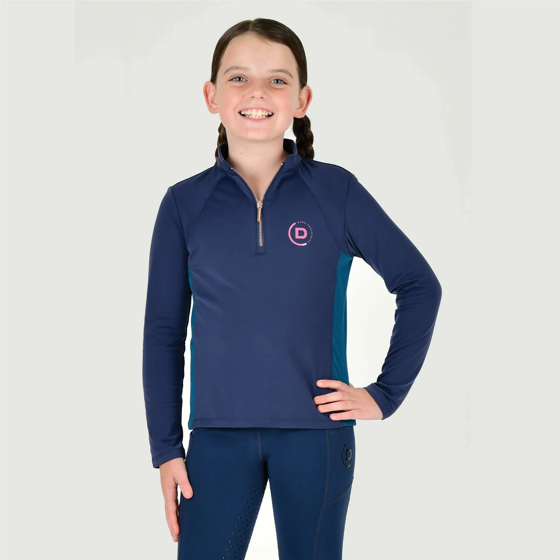 Dublin Kids Sadie Panel Detail Long Sleeve Riding Top