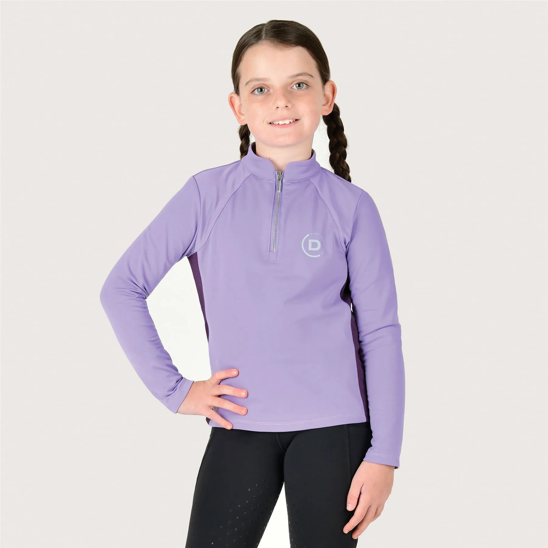 Dublin Kids Sadie Panel Detail Long Sleeve Riding Top