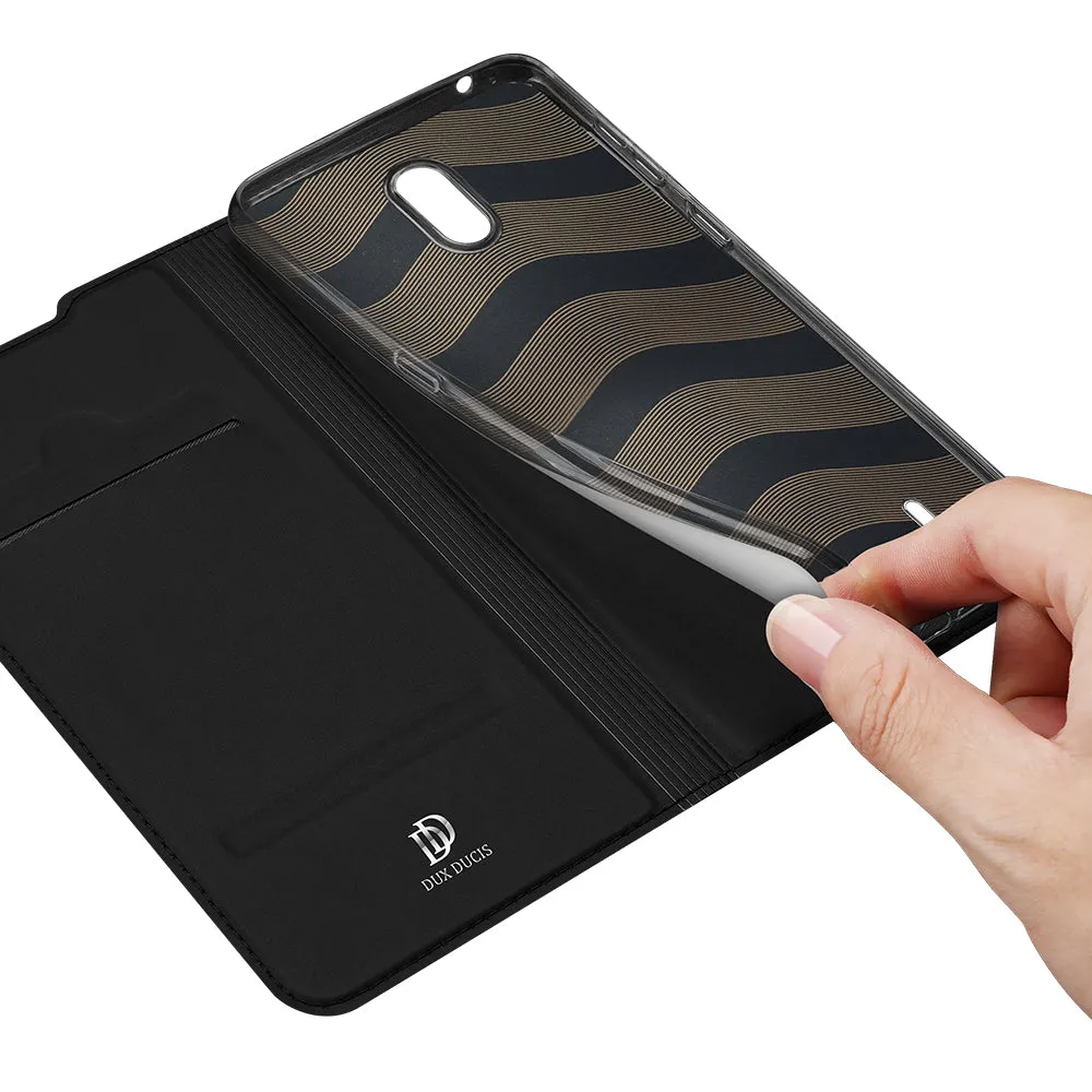 DUX DUCIS For Nokia 1.3 Leather Mobile Phone Cover Magnetic Protective Case Bracket with Cards Slot black