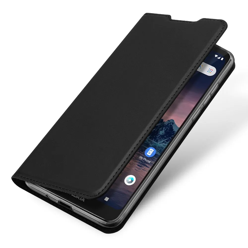 DUX DUCIS For Nokia 1.3 Leather Mobile Phone Cover Magnetic Protective Case Bracket with Cards Slot black