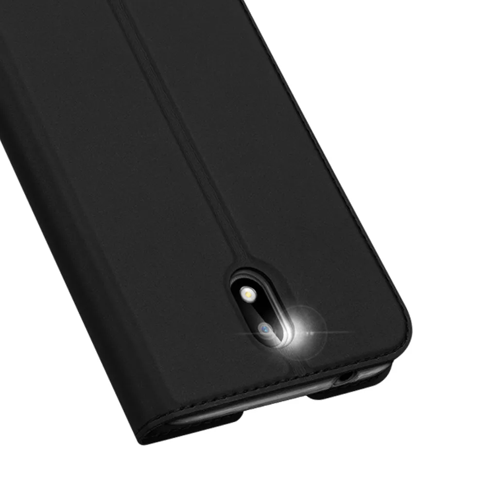 DUX DUCIS For Nokia 1.3 Leather Mobile Phone Cover Magnetic Protective Case Bracket with Cards Slot black