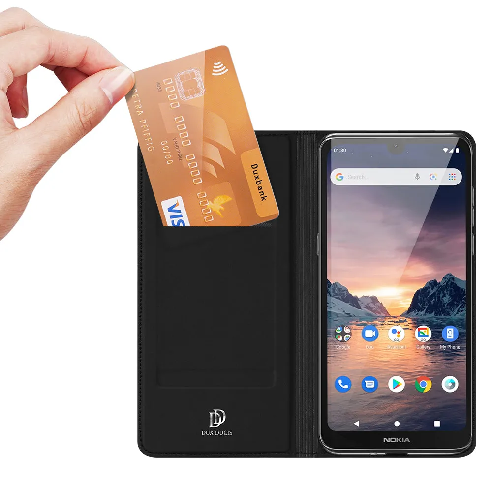 DUX DUCIS For Nokia 1.3 Leather Mobile Phone Cover Magnetic Protective Case Bracket with Cards Slot black