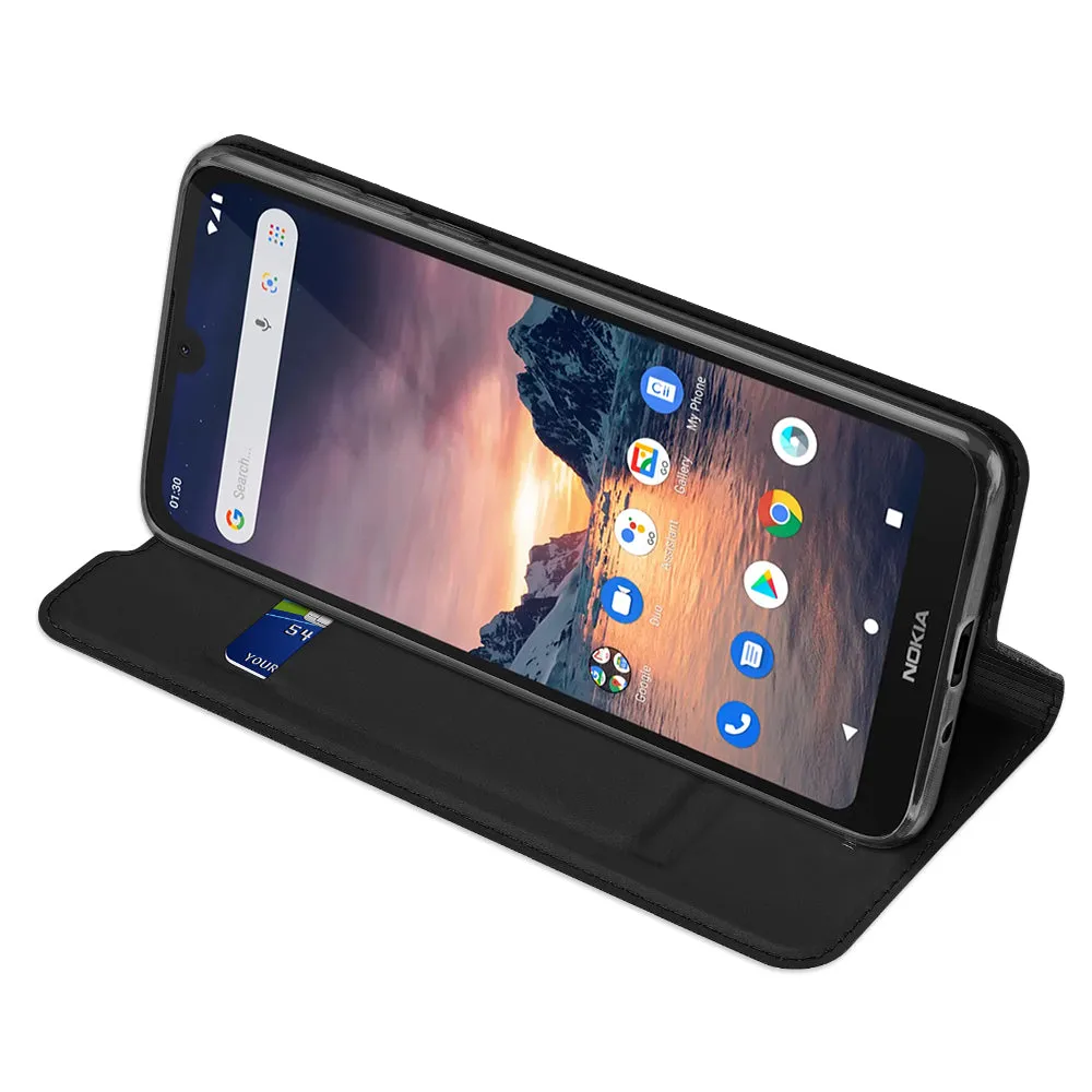 DUX DUCIS For Nokia 1.3 Leather Mobile Phone Cover Magnetic Protective Case Bracket with Cards Slot black