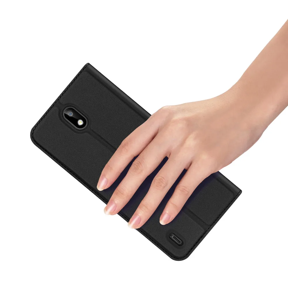 DUX DUCIS For Nokia 1.3 Leather Mobile Phone Cover Magnetic Protective Case Bracket with Cards Slot black