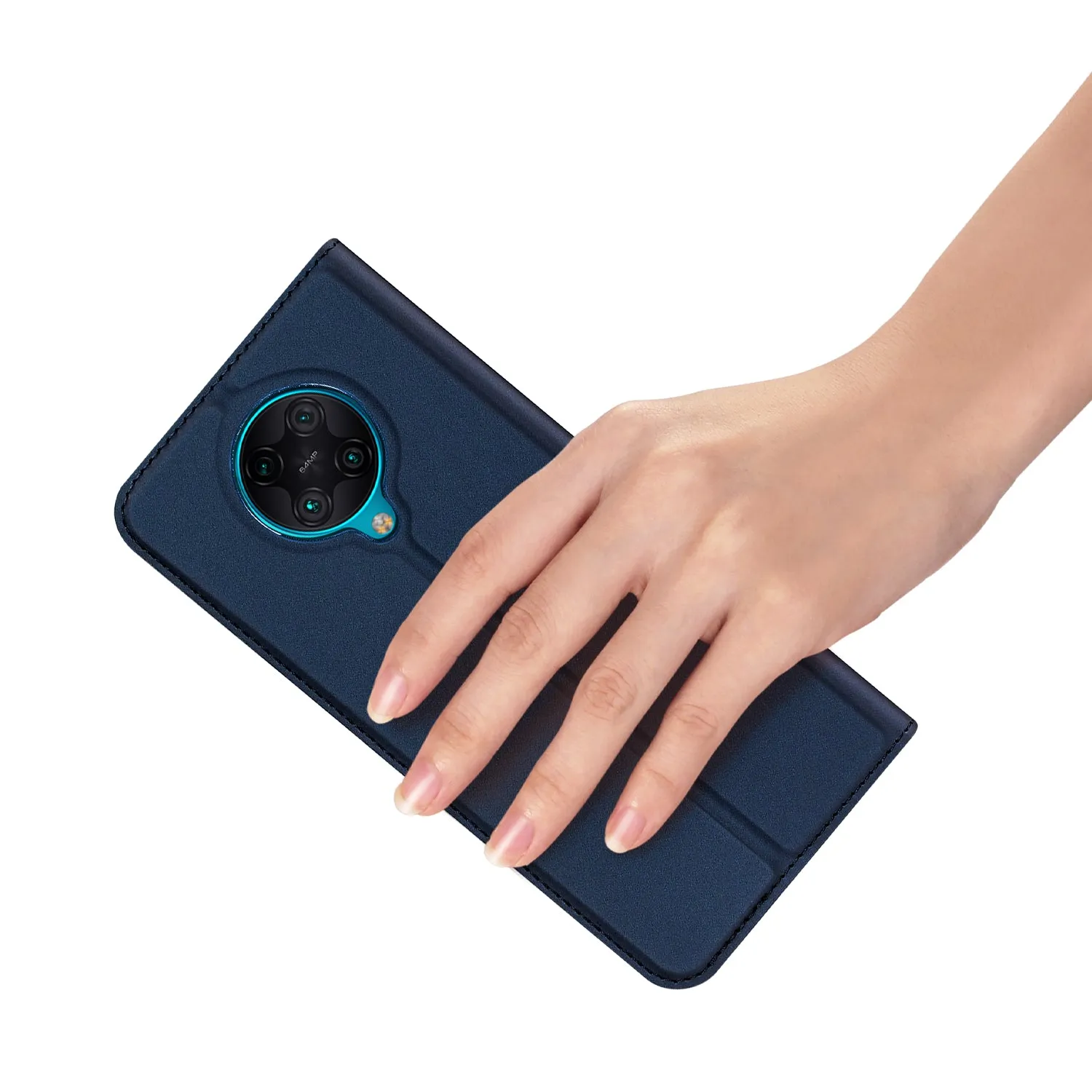 DUX DUCIS For Redmi K30 Pro Leather Mobile Phone Cover Magnetic Protective Case Bracket with Cards Slot Royal blue