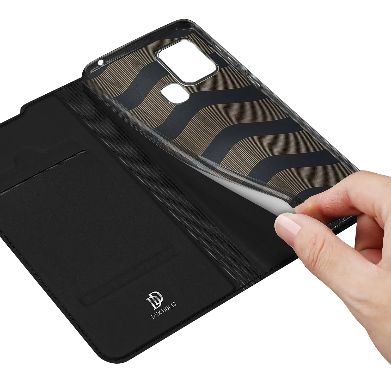 DUX DUCIS For Samsung M31 Leather Mobile Phone Cover Magnetic Protective Case Bracket with Cards Slot black