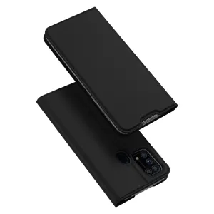 DUX DUCIS For Samsung M31 Leather Mobile Phone Cover Magnetic Protective Case Bracket with Cards Slot black