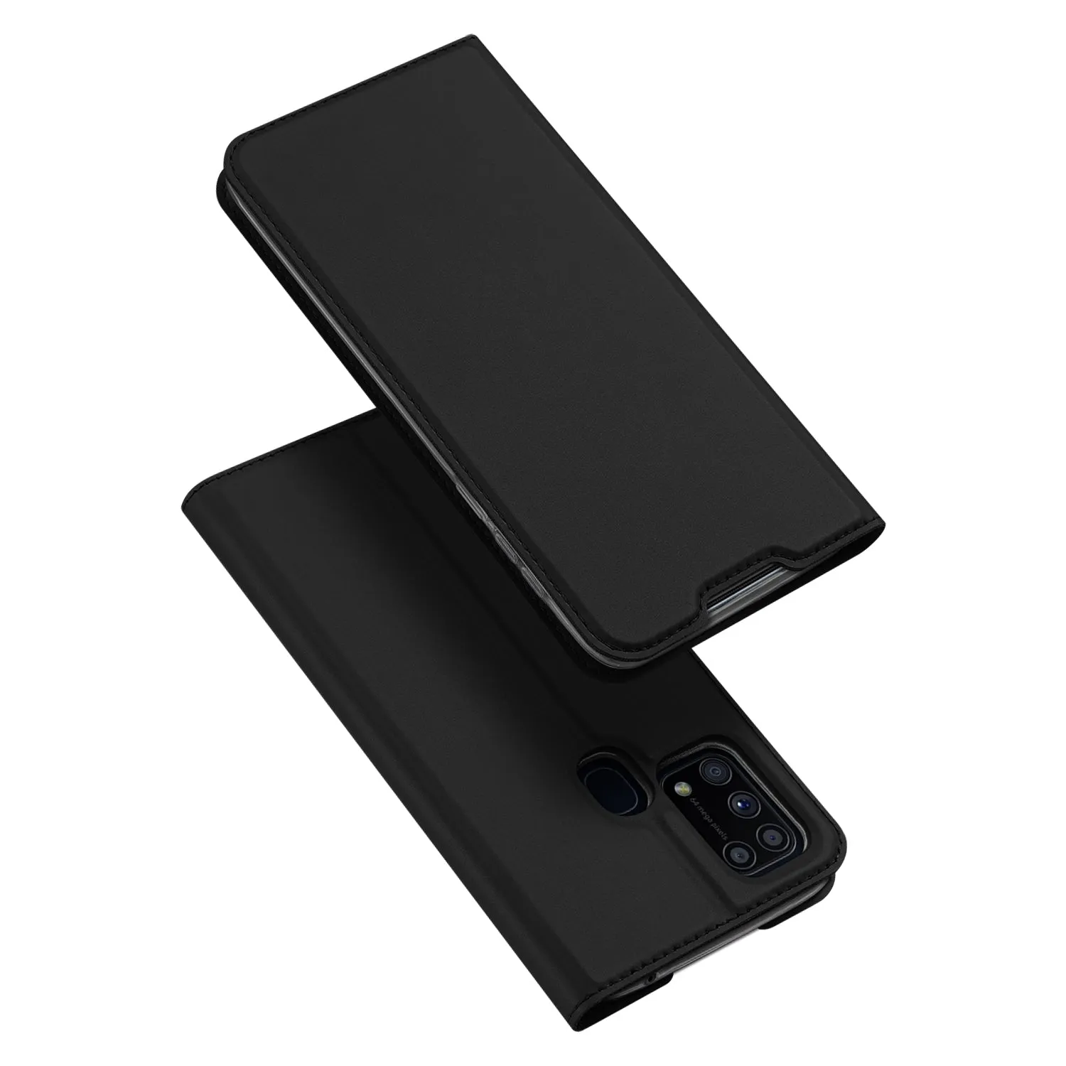 DUX DUCIS For Samsung M31 Leather Mobile Phone Cover Magnetic Protective Case Bracket with Cards Slot black