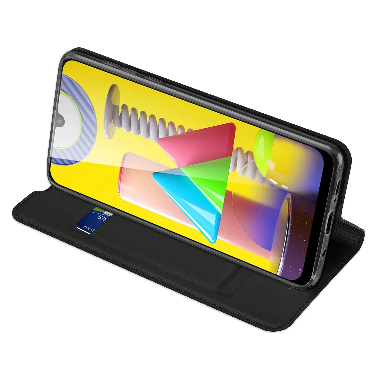 DUX DUCIS For Samsung M31 Leather Mobile Phone Cover Magnetic Protective Case Bracket with Cards Slot black