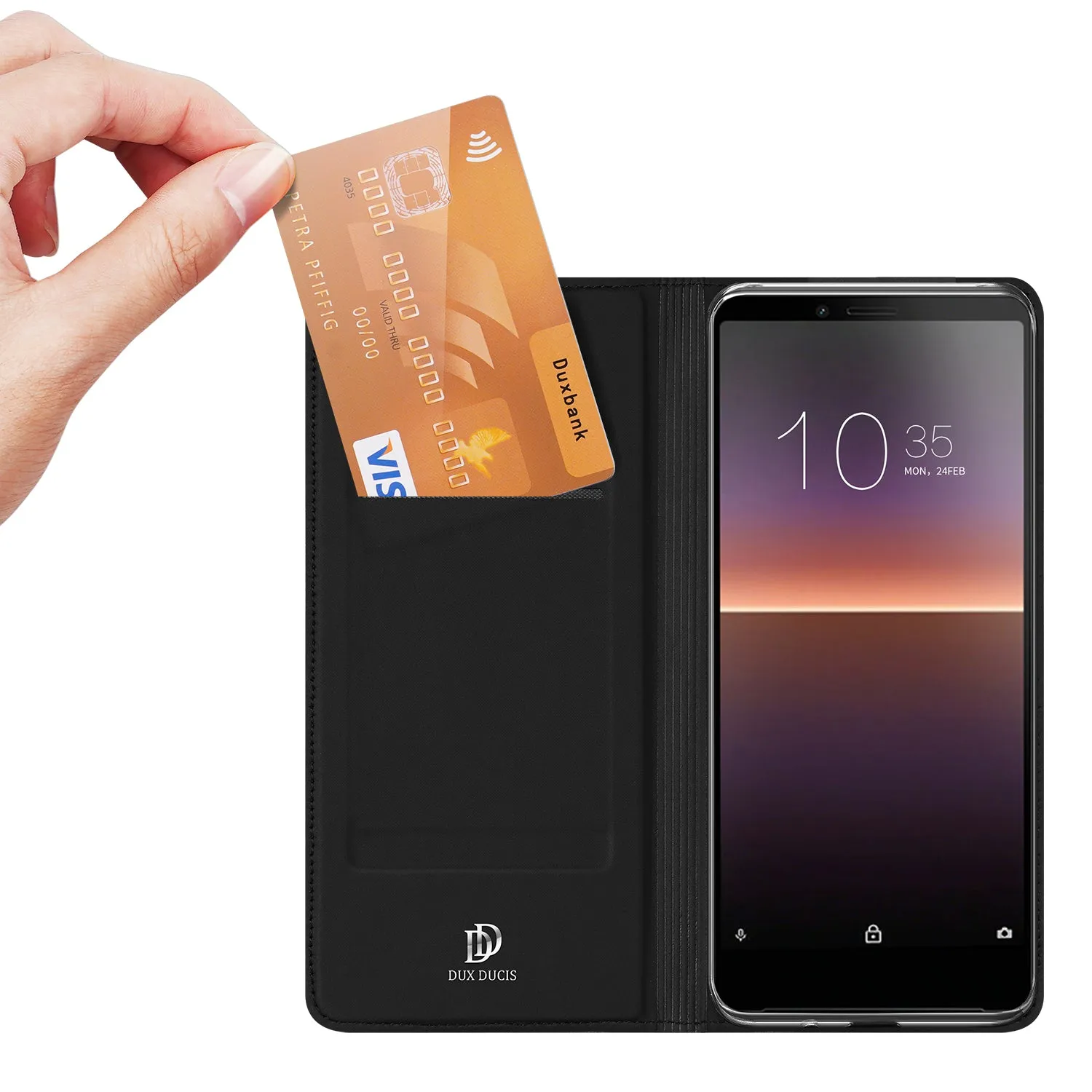 DUX DUCIS For Sony Xperia1 II/Xperia10 II Leather Mobile Phone Cover Magnetic Protective Case Bracket with Cards Slot black_Sony Xperia10 II