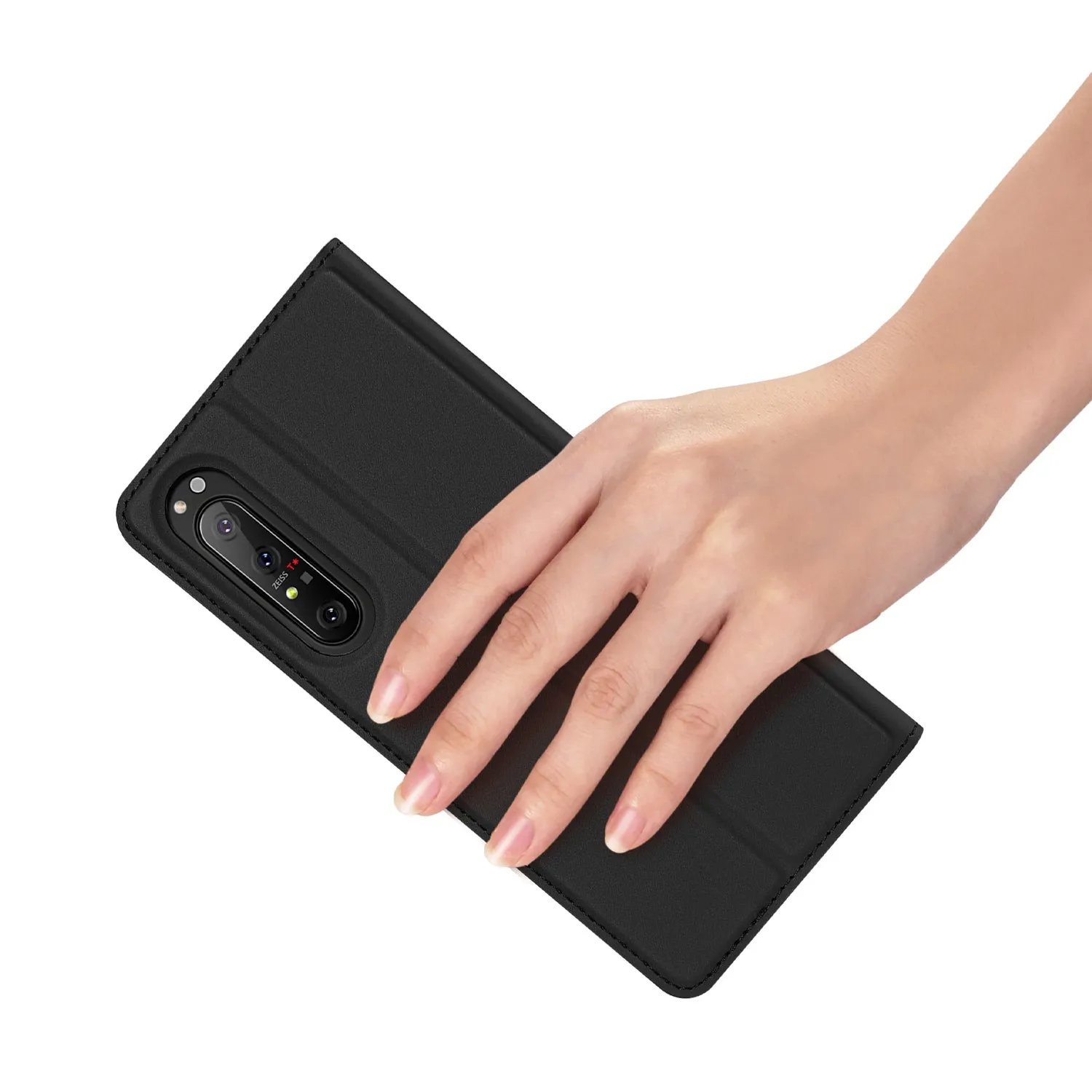 DUX DUCIS For Sony Xperia1 II/Xperia10 II Leather Mobile Phone Cover Magnetic Protective Case Bracket with Cards Slot black_Sony Xperia10 II