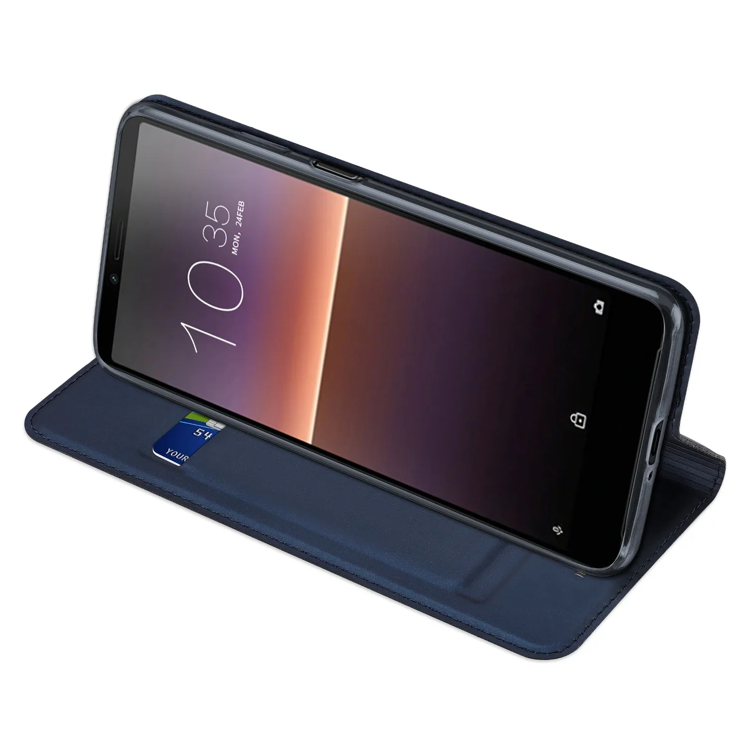 DUX DUCIS For Sony Xperia1 II/Xperia10 II Leather Mobile Phone Cover Magnetic Protective Case Bracket with Cards Slot Royal blue_Sony Xperia10 II