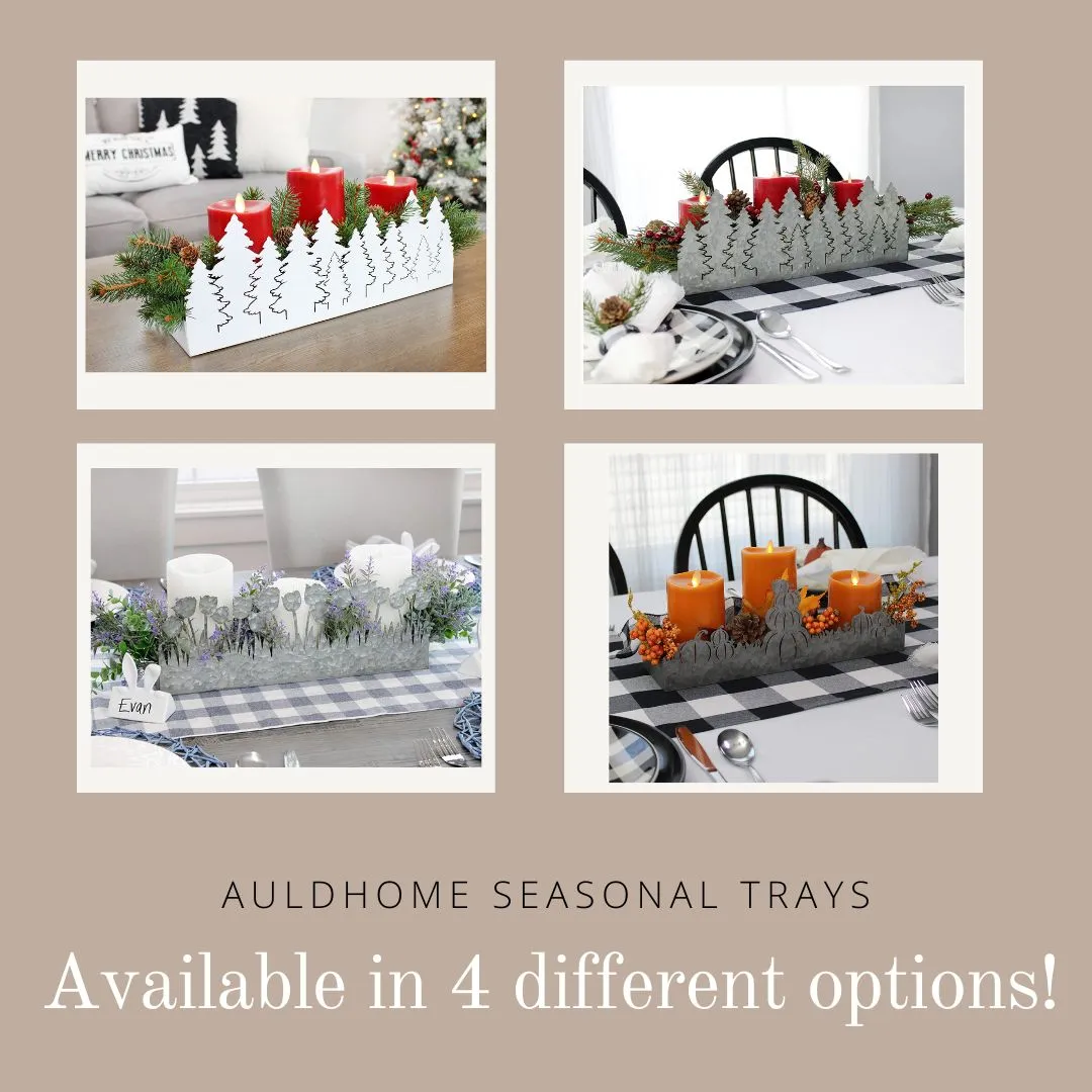 Fall Decor Galvanized Tray, Field of Pumpkins Silhouette (Case of 20)
