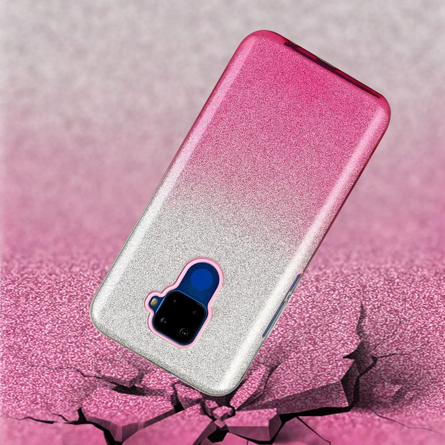 For HUAWEI Mate 30/Nova 5I pro/Mate 30 Pro/PSmart /Y5P/Y6P 2020 Phone Case Gradient Color Glitter Powder Phone Cover with Airbag Bracket purple