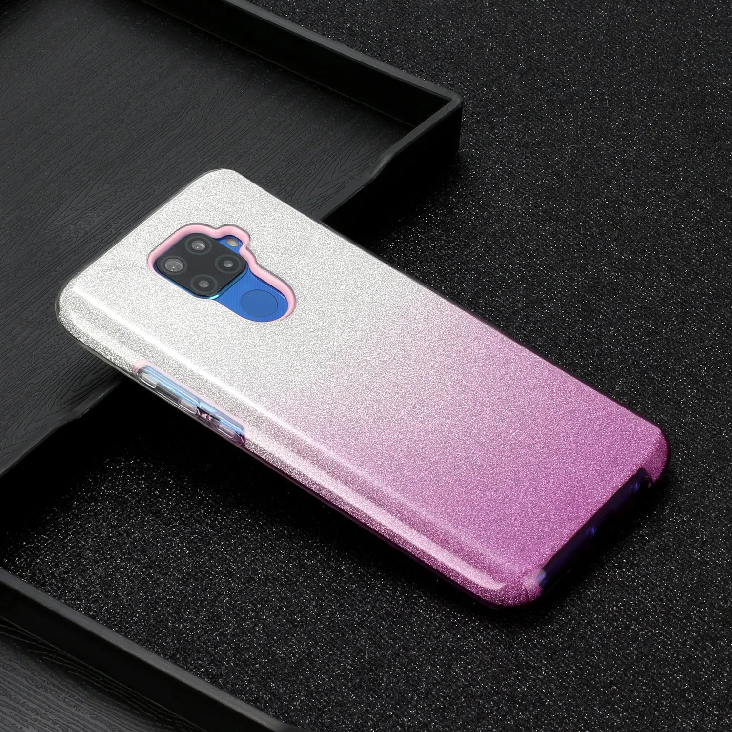 For HUAWEI Mate 30/Nova 5I pro/Mate 30 Pro/PSmart /Y5P/Y6P 2020 Phone Case Gradient Color Glitter Powder Phone Cover with Airbag Bracket purple