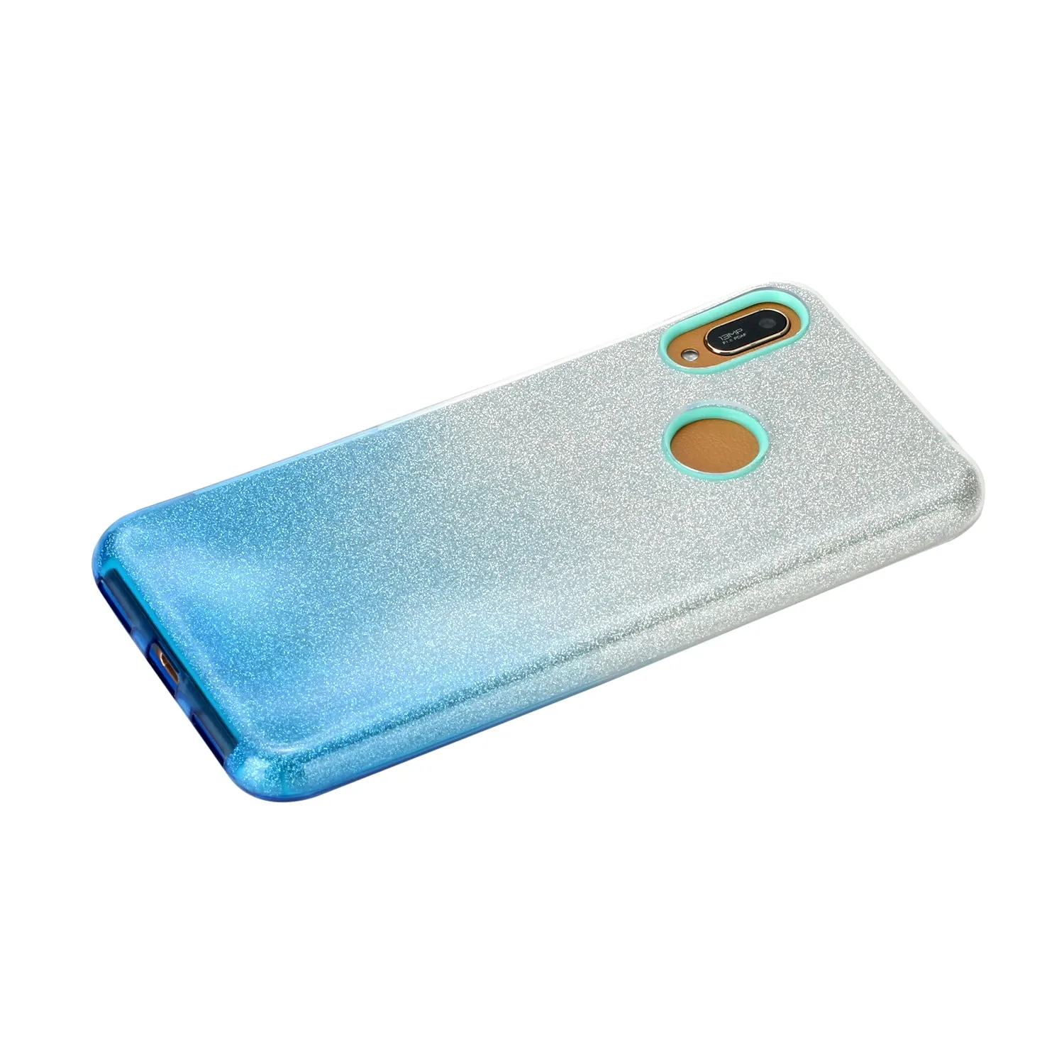 for HUAWEI P20 LITE/P30 LITE/P40 LITE/Nova6SE/Nova 7i Phone Case Gradient Color Glitter Powder Phone Cover with Airbag Bracket blue