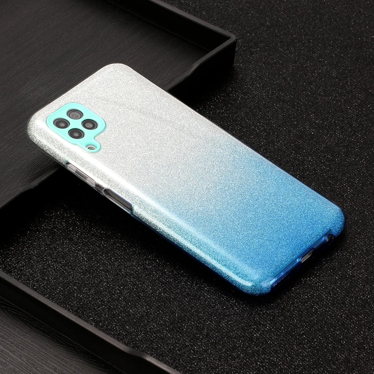 for HUAWEI P20 LITE/P30 LITE/P40 LITE/Nova6SE/Nova 7i Phone Case Gradient Color Glitter Powder Phone Cover with Airbag Bracket blue