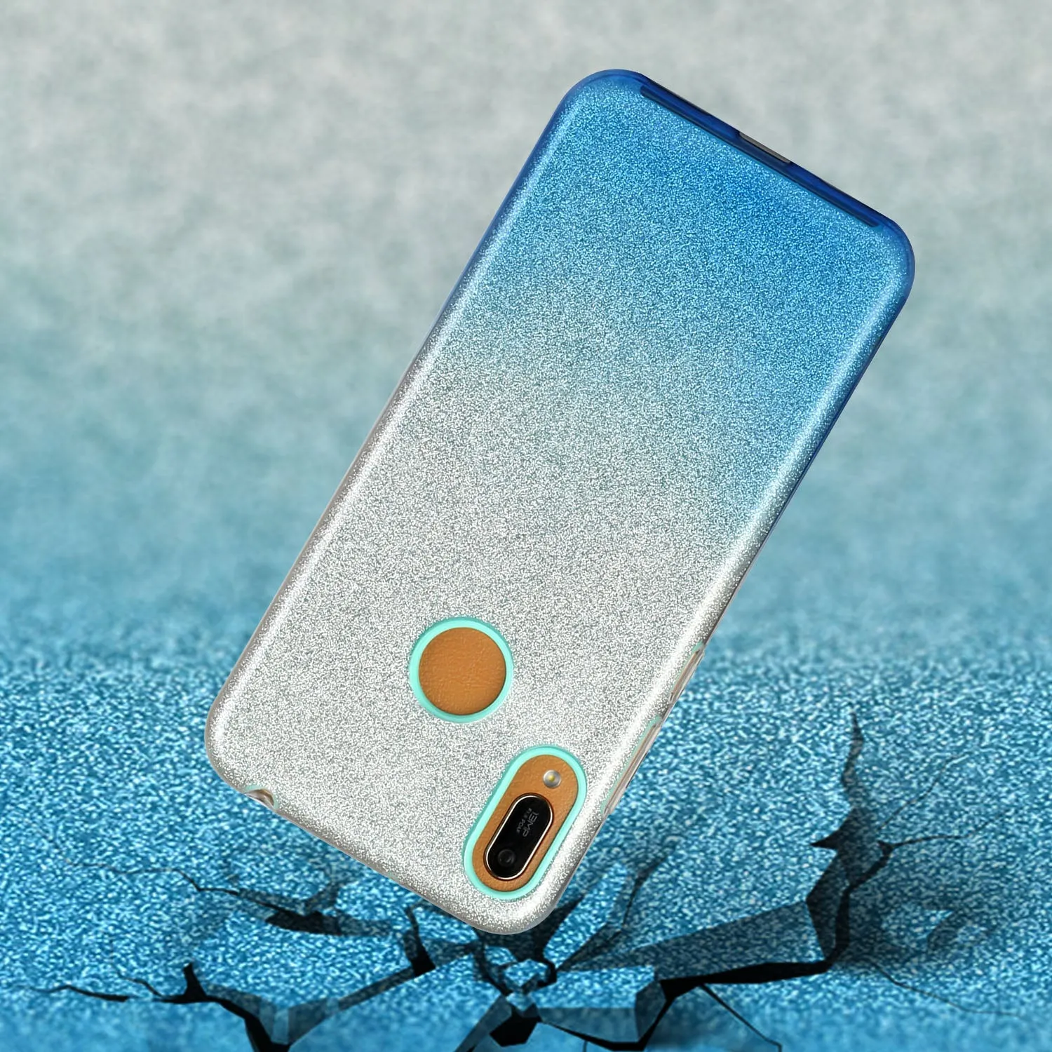 for HUAWEI P20 LITE/P30 LITE/P40 LITE/Nova6SE/Nova 7i Phone Case Gradient Color Glitter Powder Phone Cover with Airbag Bracket blue