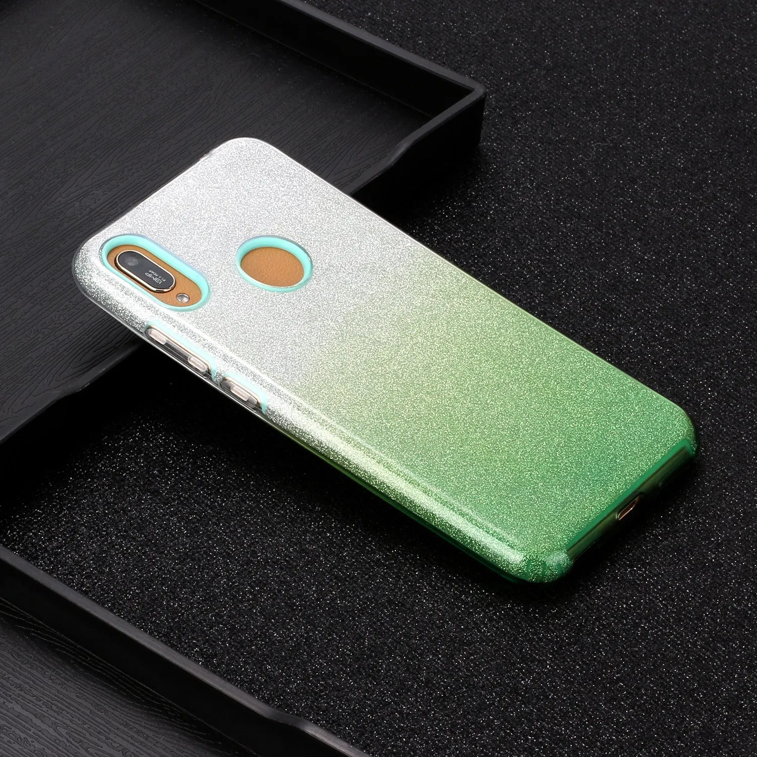 for HUAWEI P20 LITE/P30 LITE/P40 LITE/Nova6SE/Nova 7i Phone Case Gradient Color Glitter Powder Phone Cover with Airbag Bracket blue