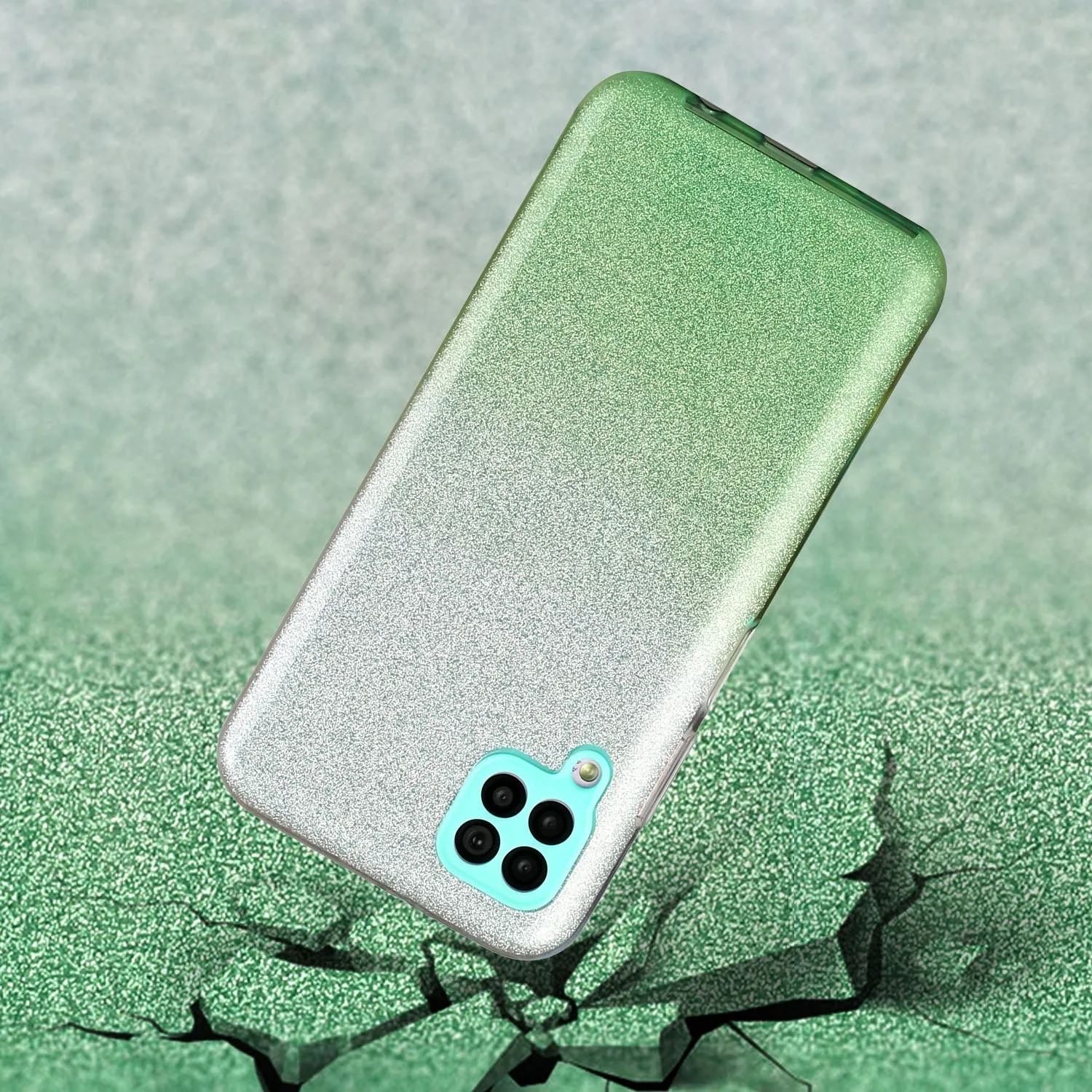 for HUAWEI P20 LITE/P30 LITE/P40 LITE/Nova6SE/Nova 7i Phone Case Gradient Color Glitter Powder Phone Cover with Airbag Bracket green